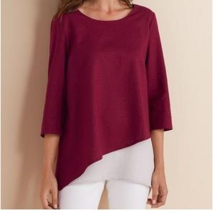 SOFT SURROUNDINGS Maya Tunic Asymmetrical Hem  Rayon Linen Berry M‎